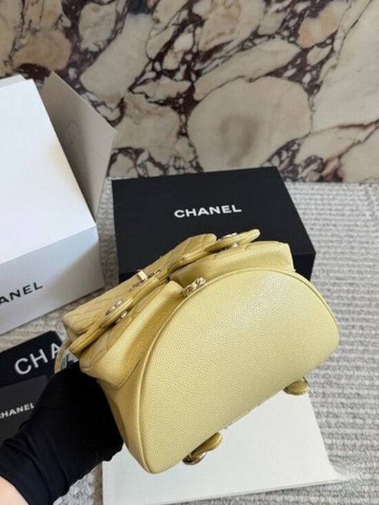 Luxury Quilted Caviar Urban Spirit Backpack Premium Lemon Yellow GHW - Picture 3 of 9